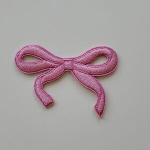 Pink Bow Embroidered Iron On Patch